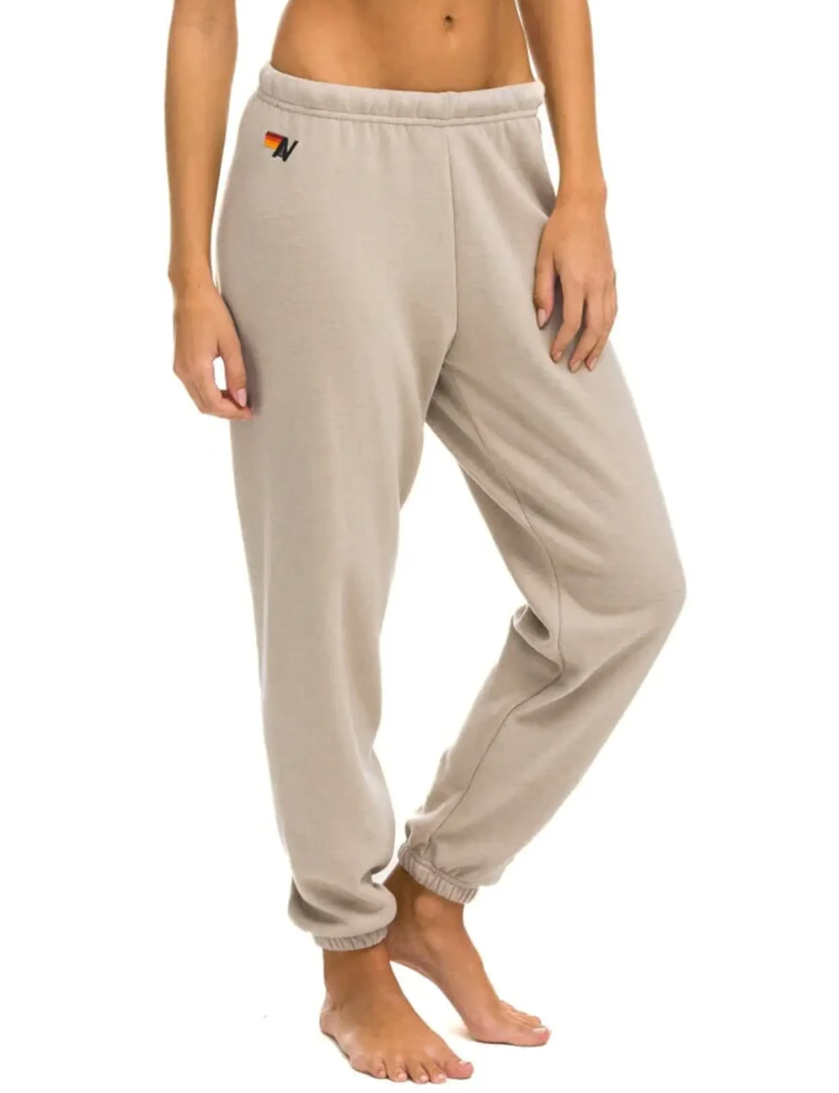 5 Stripe Womens Sweatpants, Sand/Tan