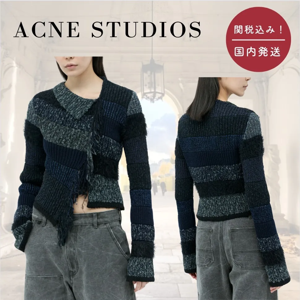 Acne Studios  |Wool Nylon Long Sleeves Cotton V-neck & Crew neck