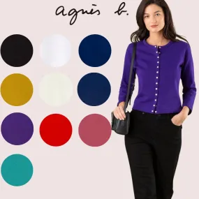 Agnes b  |Casual Style Long Sleeves Plain Cotton Cardigans