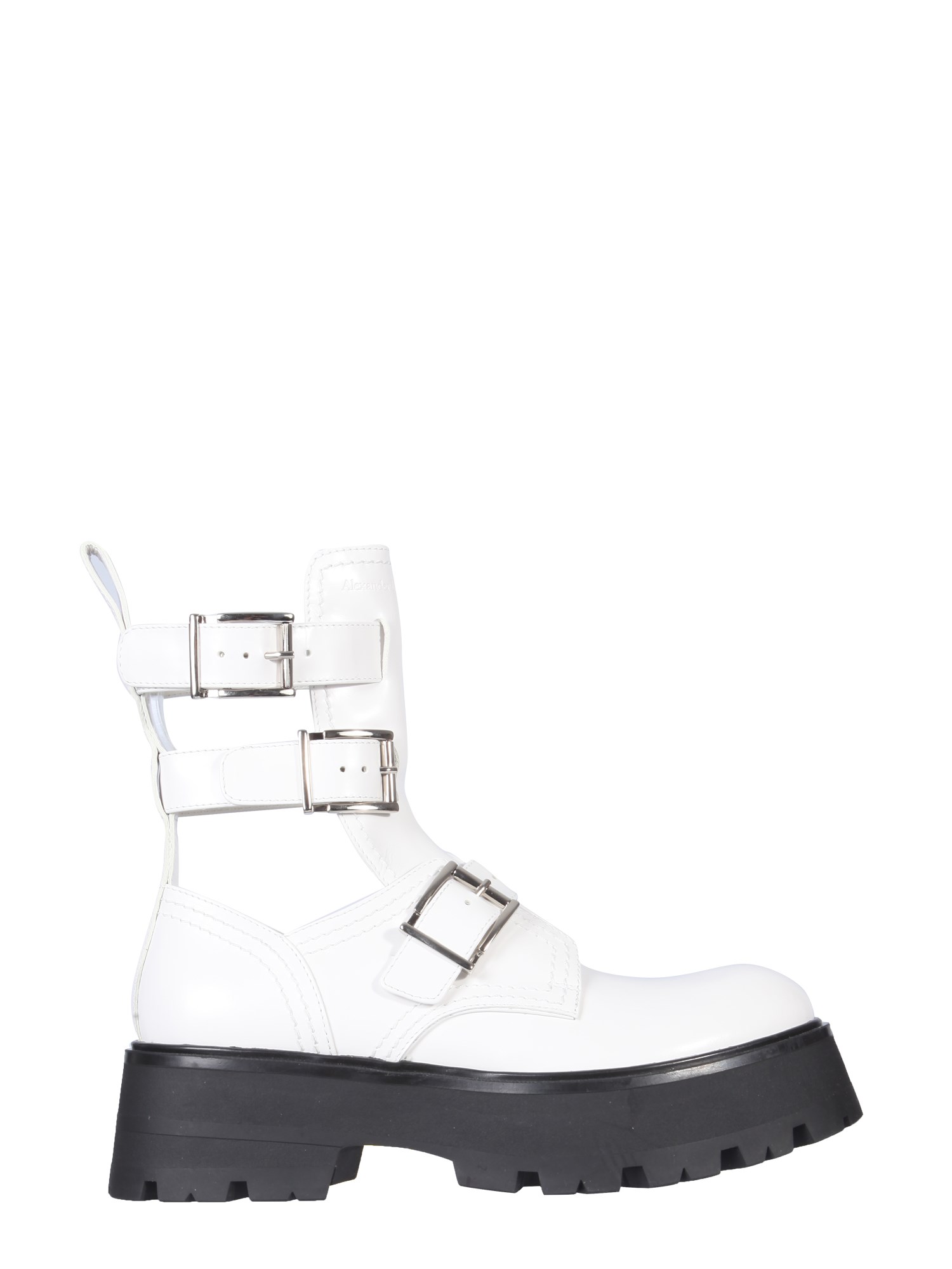 ALEXANDER McQUEEN    LEATHER RAVE BUCKLES BOOT