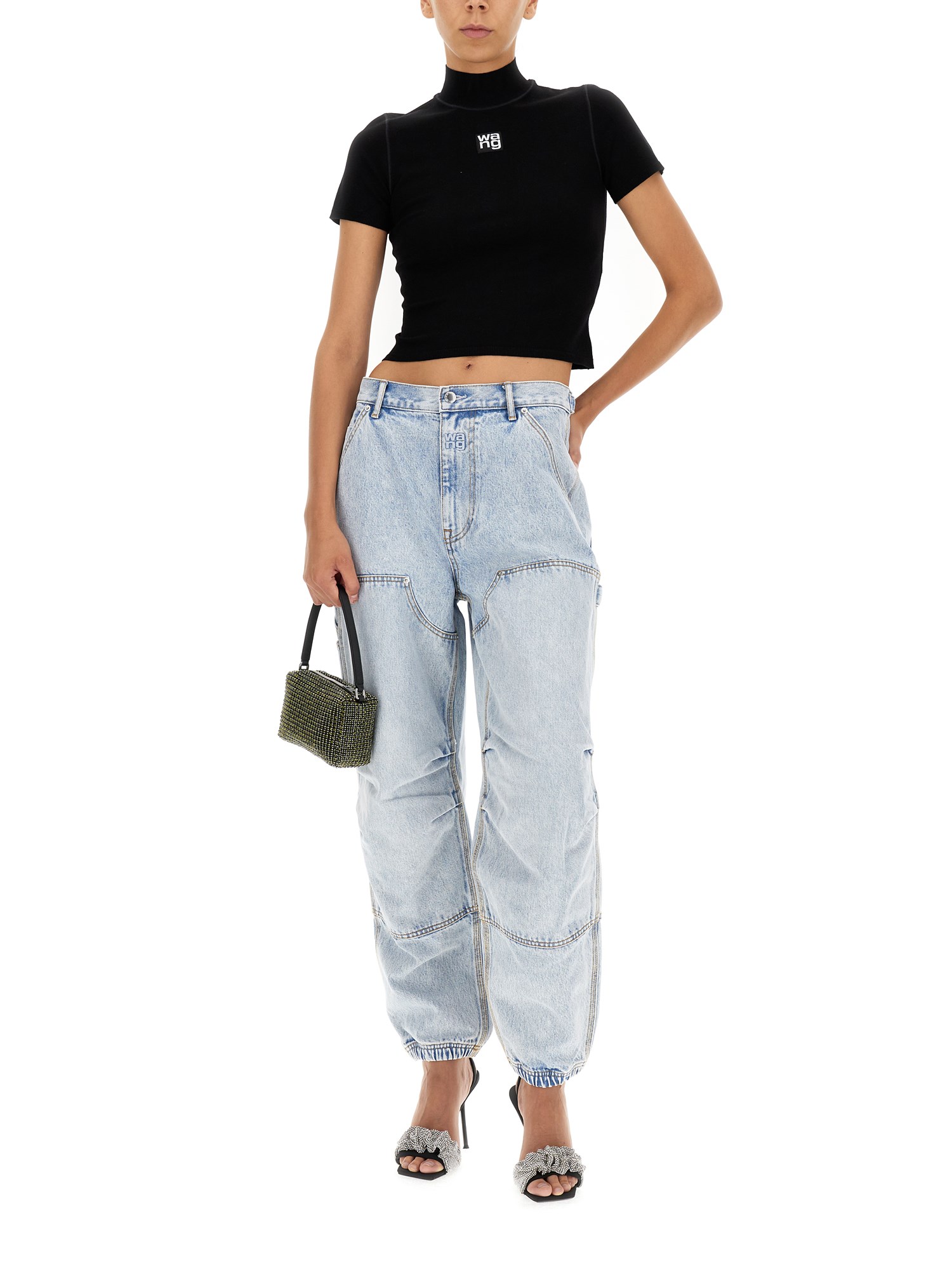 ALEXANDERWANG.T    CROPPED LOGO TURTLENECK T-SHIRT