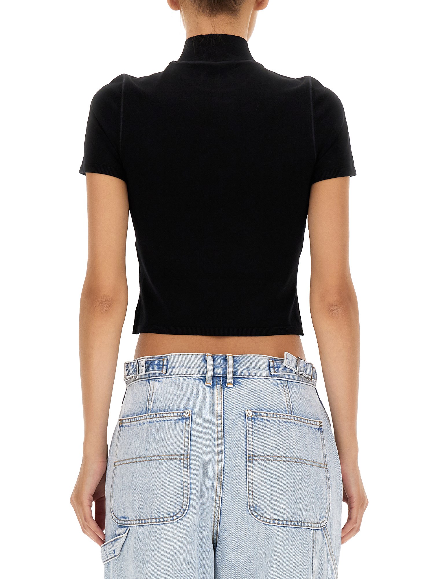 ALEXANDERWANG.T    CROPPED LOGO TURTLENECK T-SHIRT