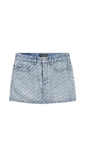 All Over Logo Mini Skirt - Blue