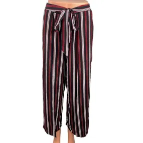 Ambiance Apparel Black Red Striped Wide Leg High Waist Palazzo Pants Trousers M