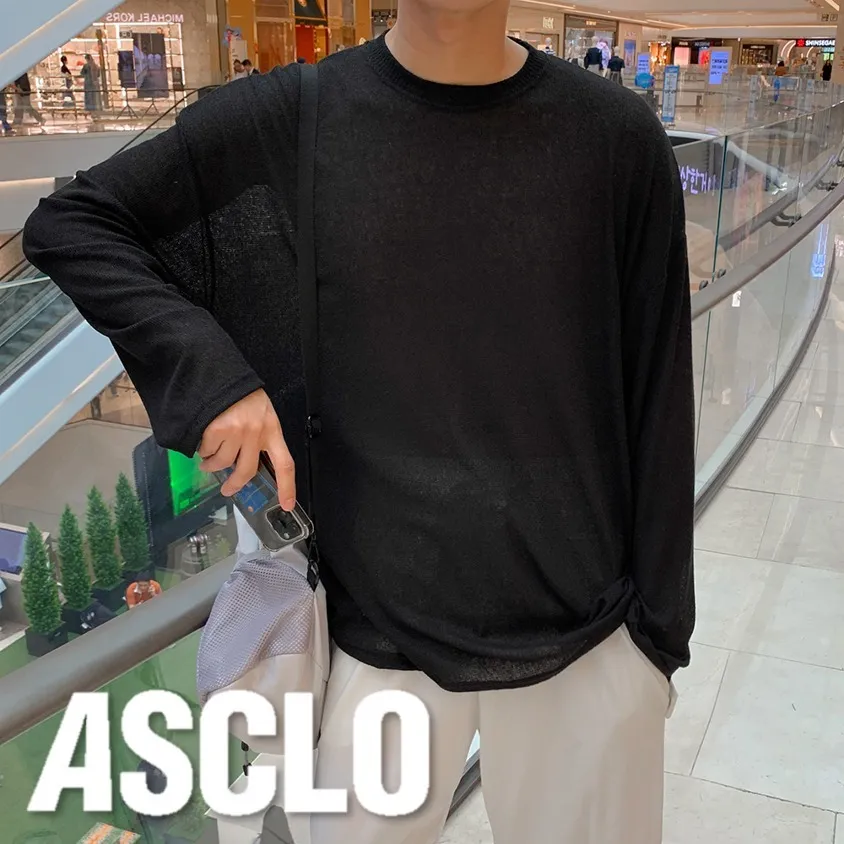 ASCLO  |Crew Neck Pullovers Unisex Linen Street Style U-Neck