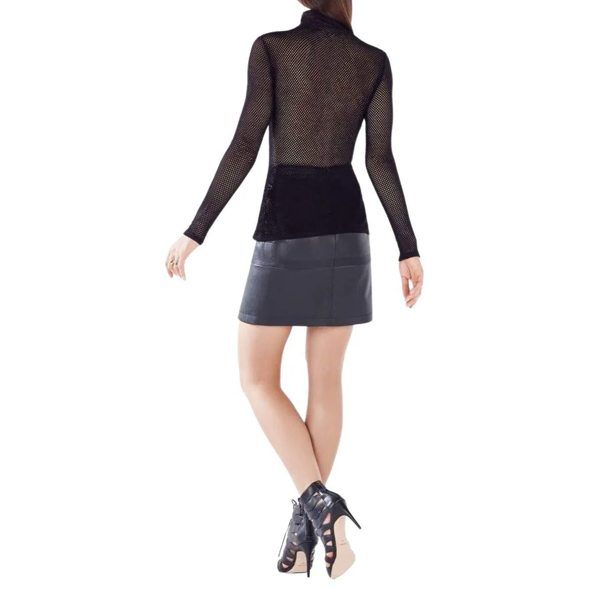 BCBG MAXAZRIA  |Ashlynd Mesh Turtleneck Top