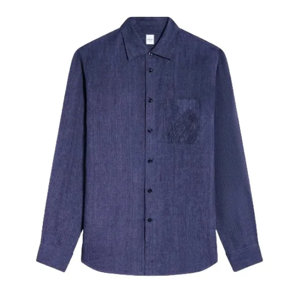 Berluti  |Linen Long Sleeves Logo Luxury Shirts