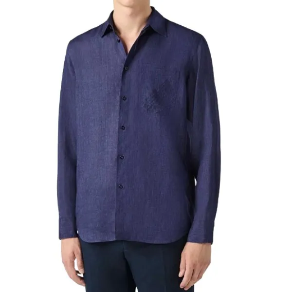 Berluti  |Linen Long Sleeves Logo Luxury Shirts