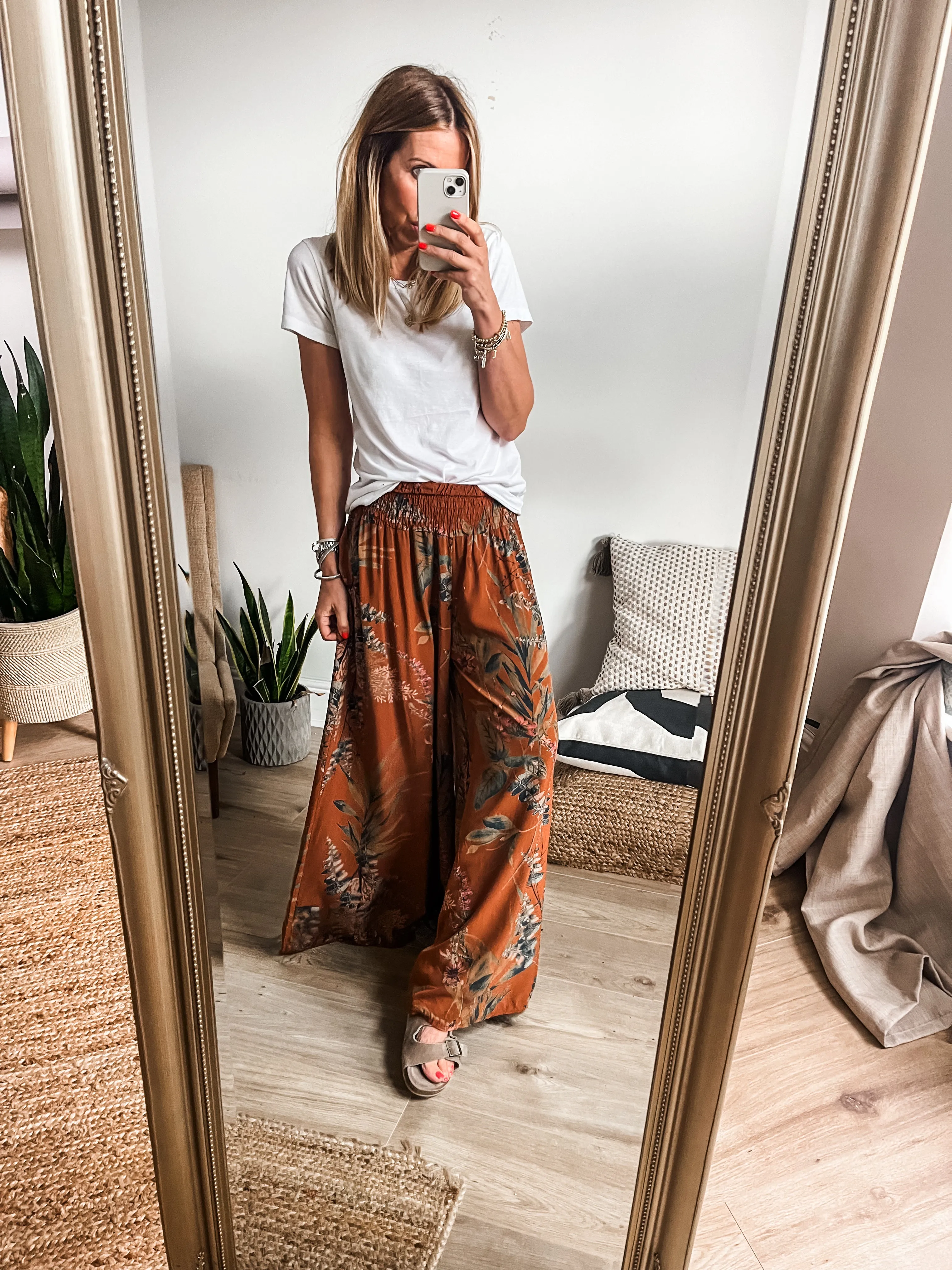 Botanical Floral Print Palazzo Pants