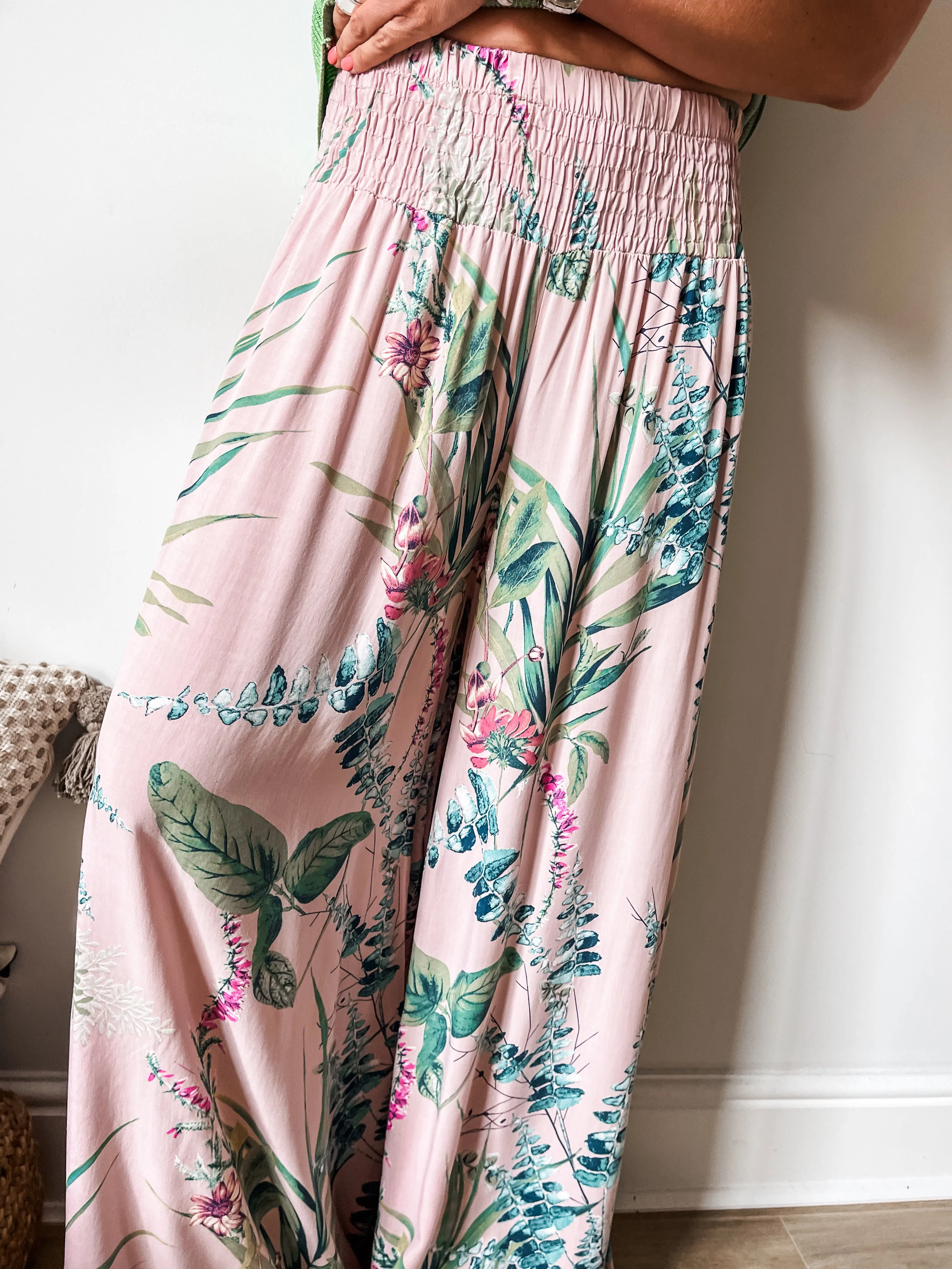 Botanical Floral Print Palazzo Pants