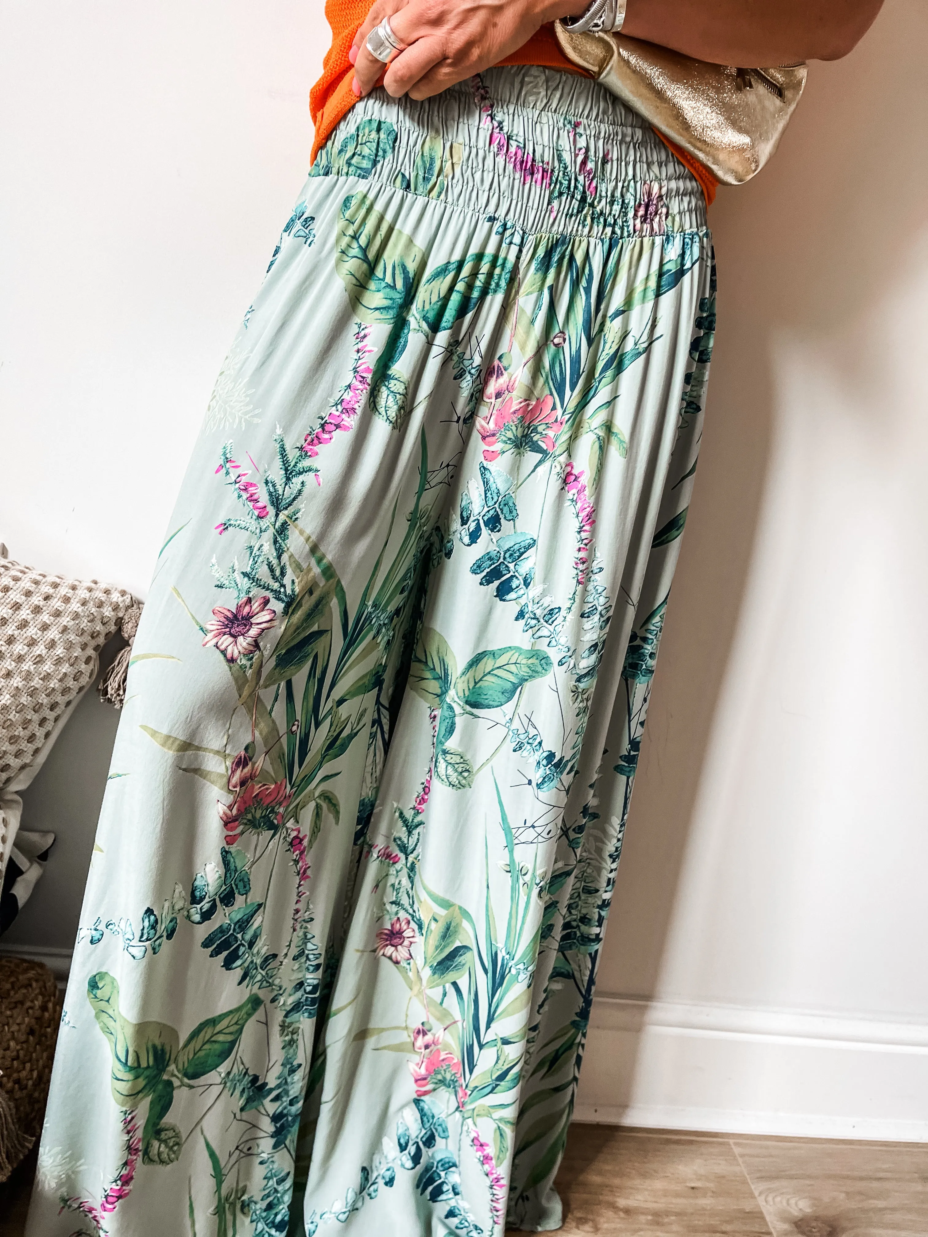 Botanical Floral Print Palazzo Pants