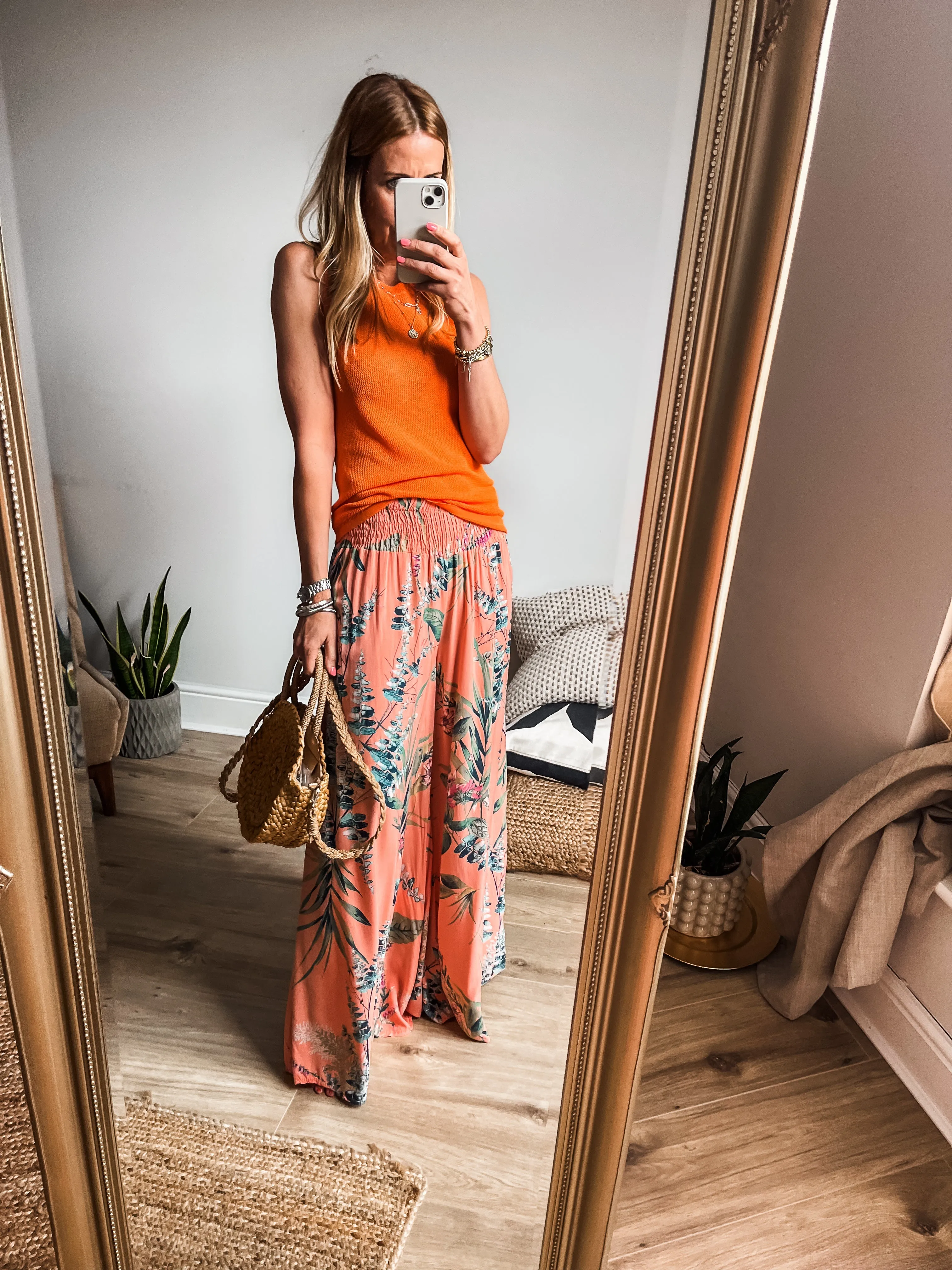 Botanical Floral Print Palazzo Pants