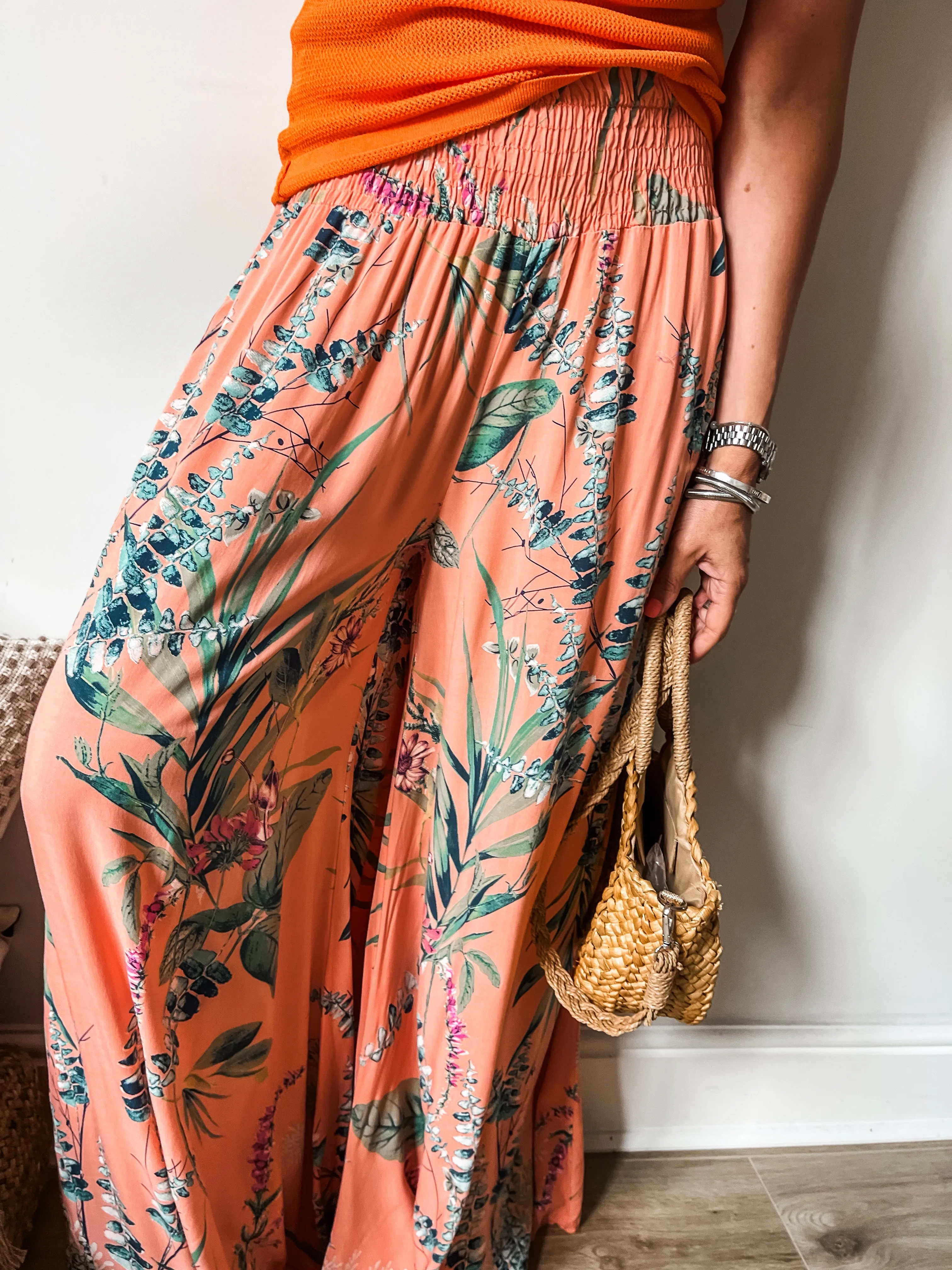 Botanical Floral Print Palazzo Pants