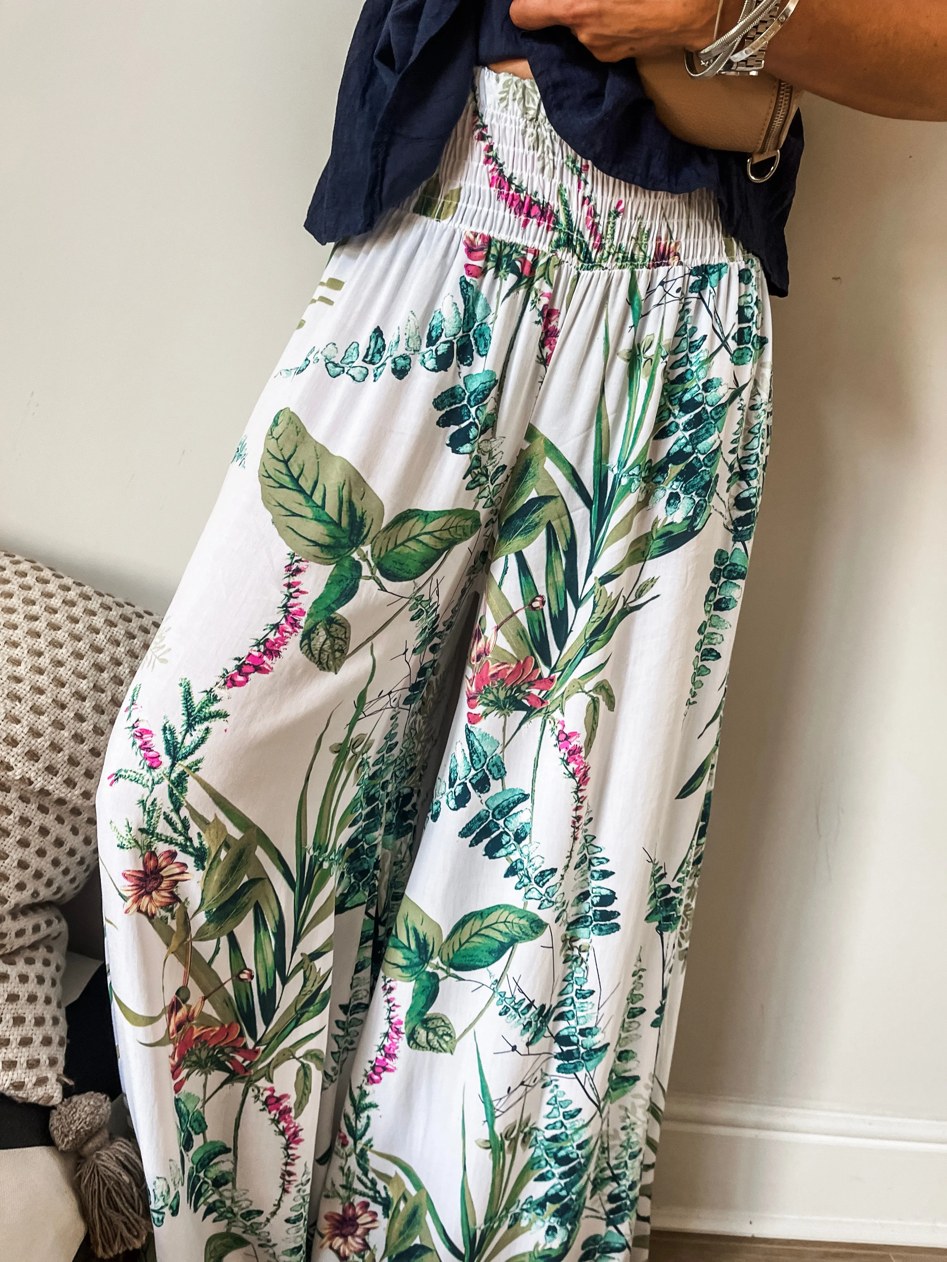 Botanical Floral Print Palazzo Pants