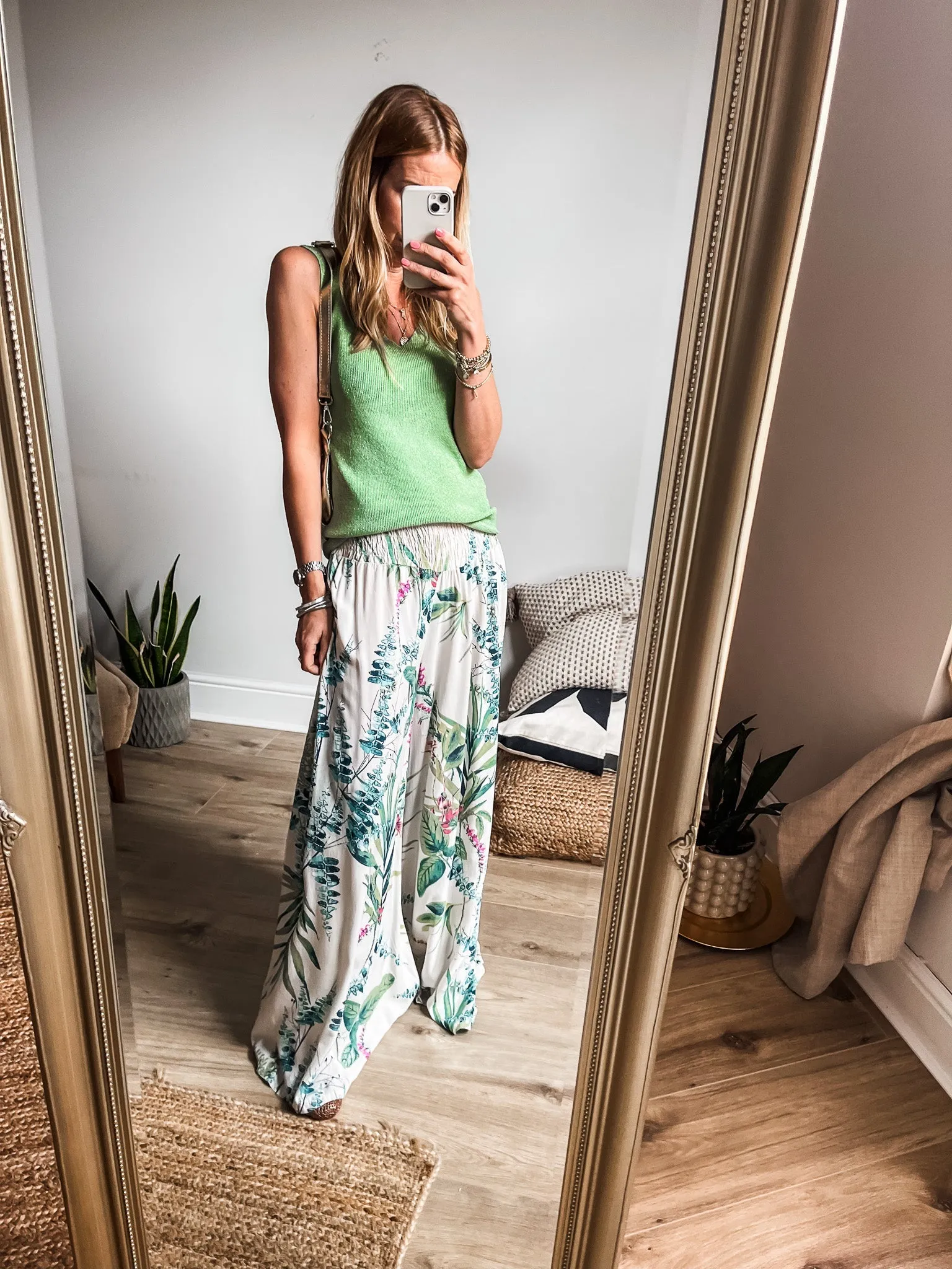 Botanical Floral Print Palazzo Pants