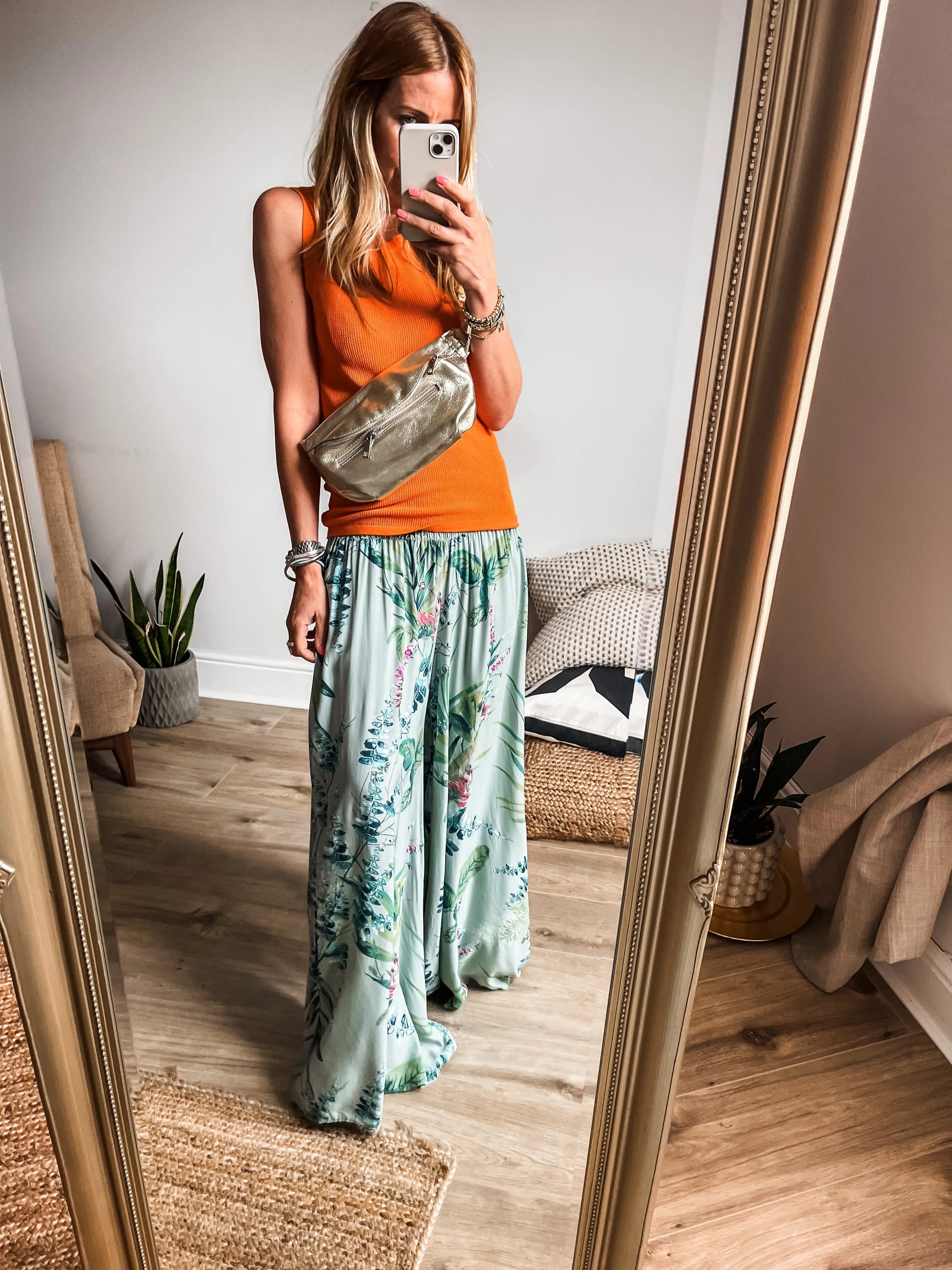 Botanical Floral Print Palazzo Pants