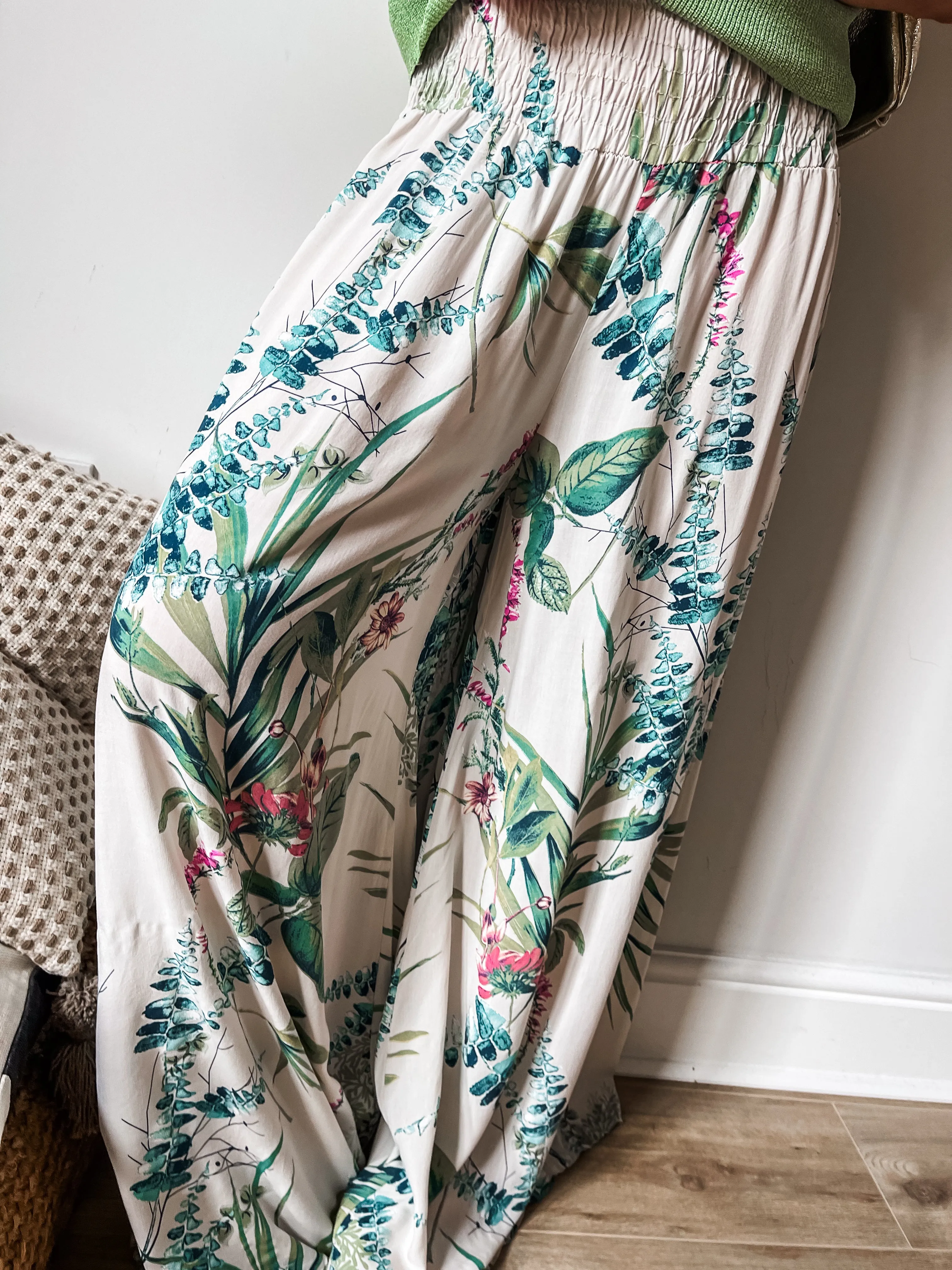 Botanical Floral Print Palazzo Pants