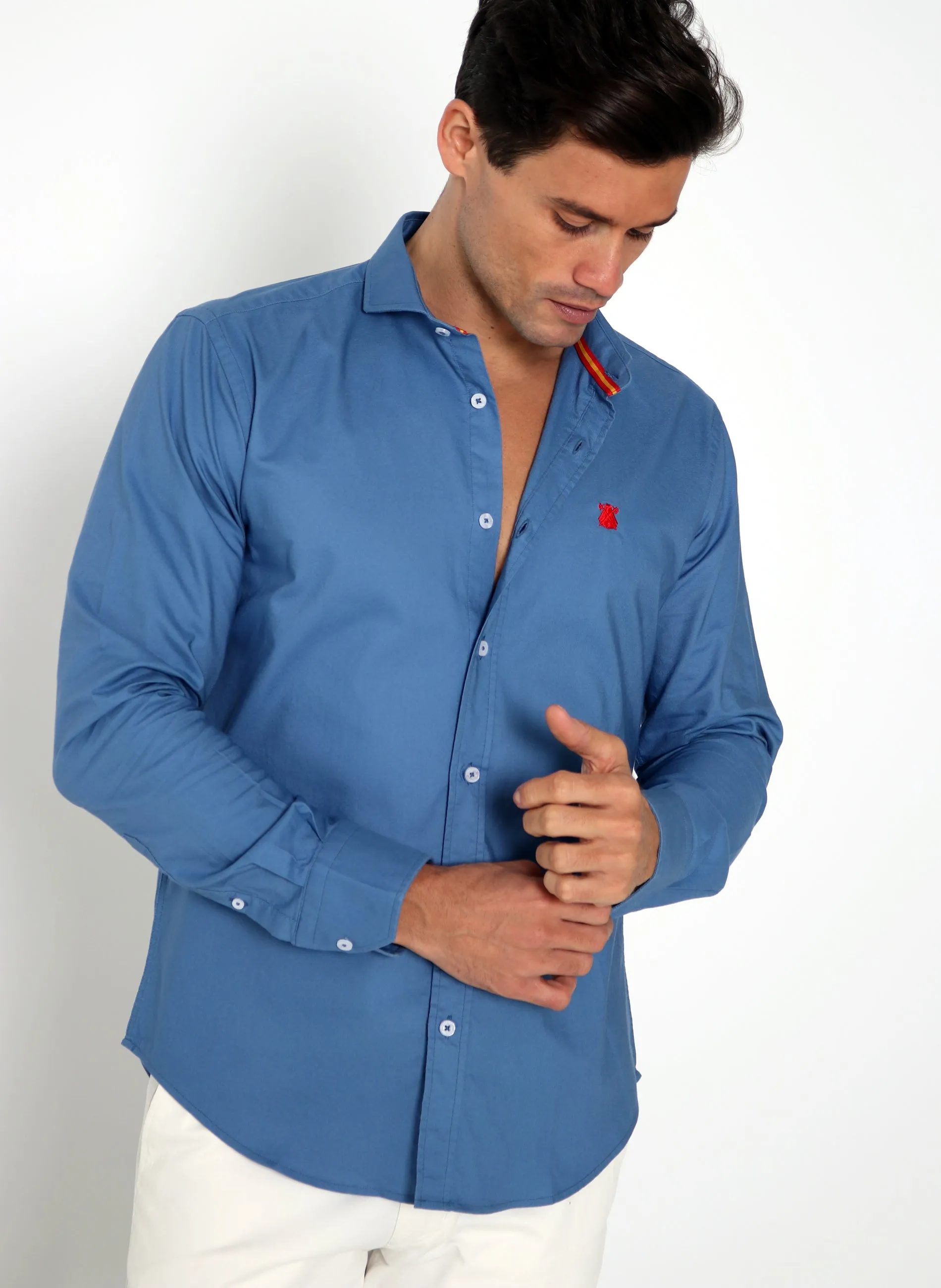 Camisa Hombre Oxford Azul Indigo Cinta Espaa