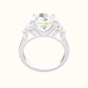 Cathedral Band with Round Sidestone Trio Engagement Ring With Four Prong Head