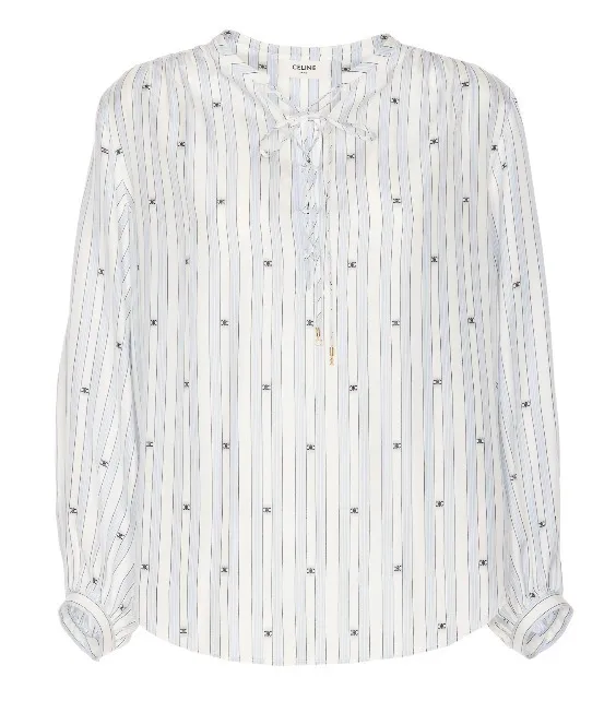 CELINE  |Stripes Silk Long Sleeves Shirts & Blouses