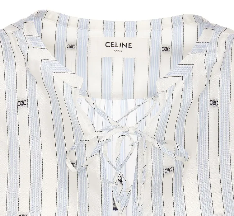 CELINE  |Stripes Silk Long Sleeves Shirts & Blouses