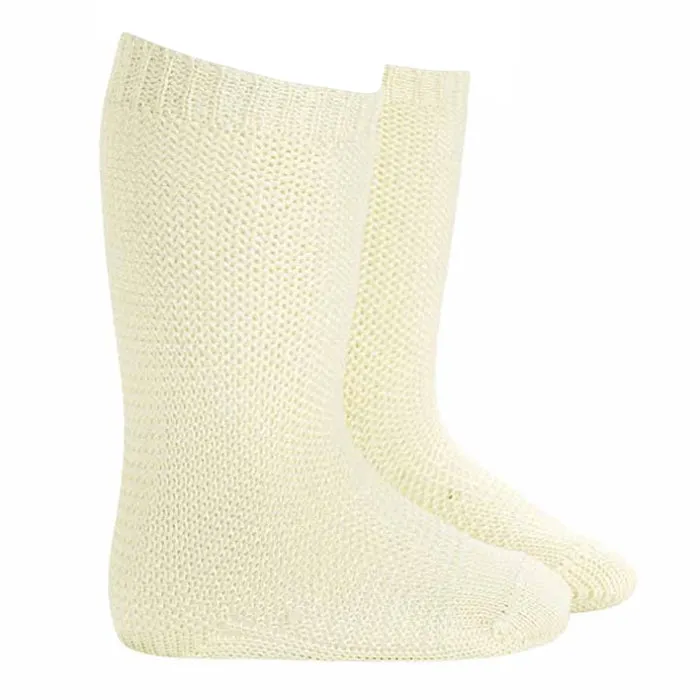 Condor Baby And Child Garter Stitch Knee High Socks Beige