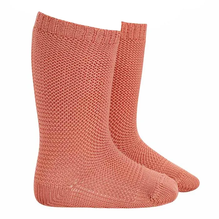 Condor Baby And Child Garter Stitch Knee High Socks Peony Pink