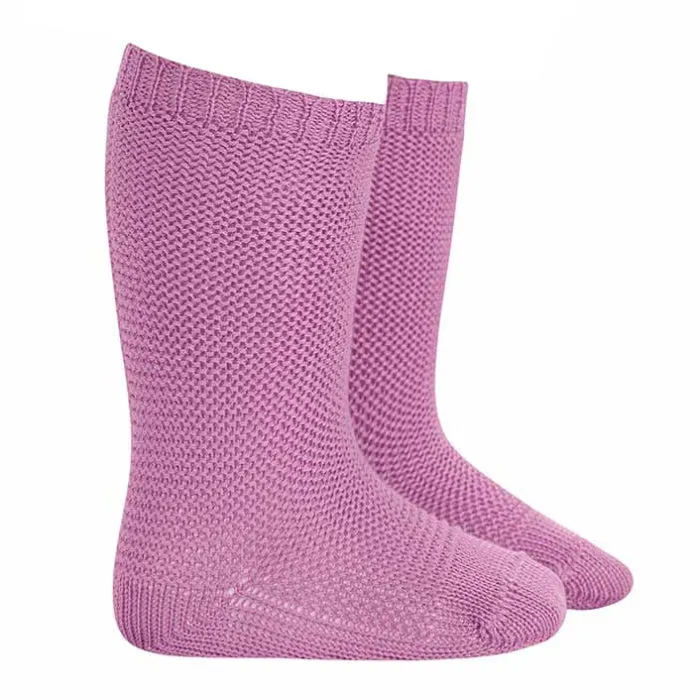 Condor Baby And Child Garter Stitch Knee High Socks Sakura Pink