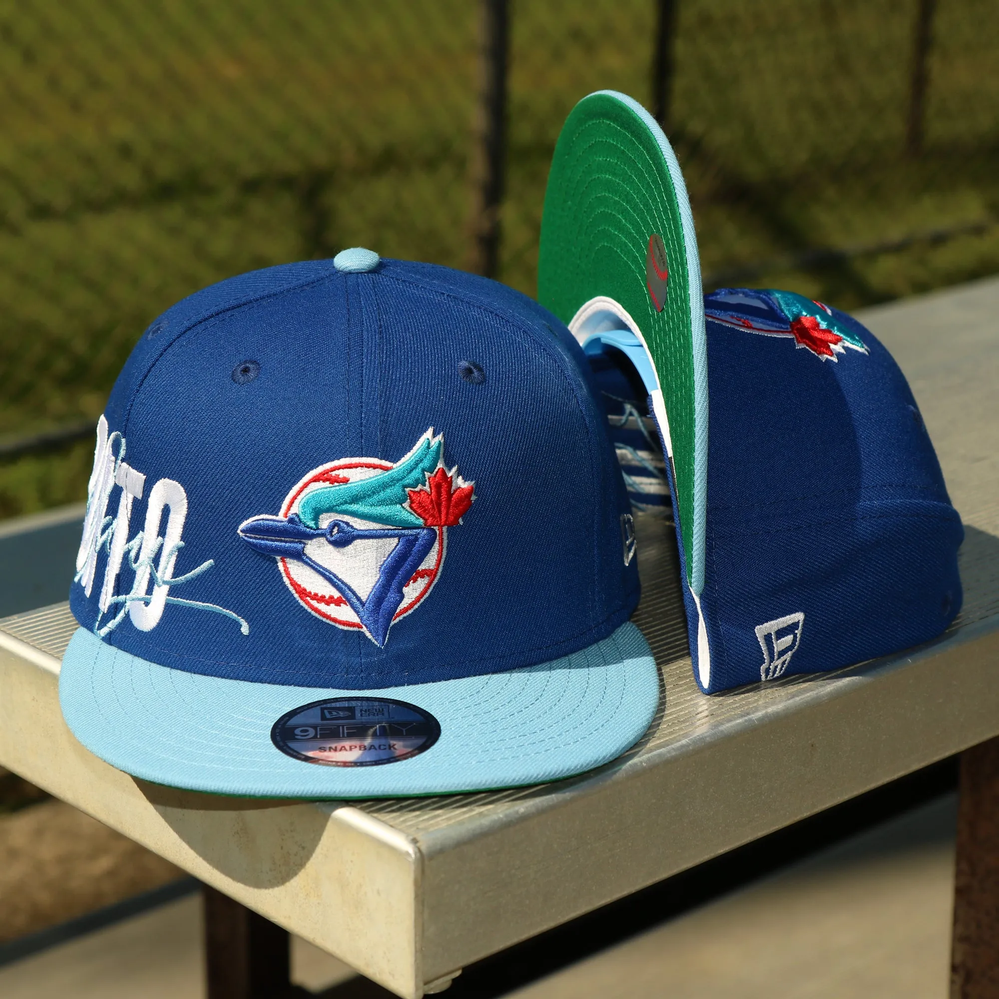 Cooperstown Toronto Blue Jays MLB Side Font Green Bottom 9Fifty Snapback Cap | Royal Blue Snap Cap