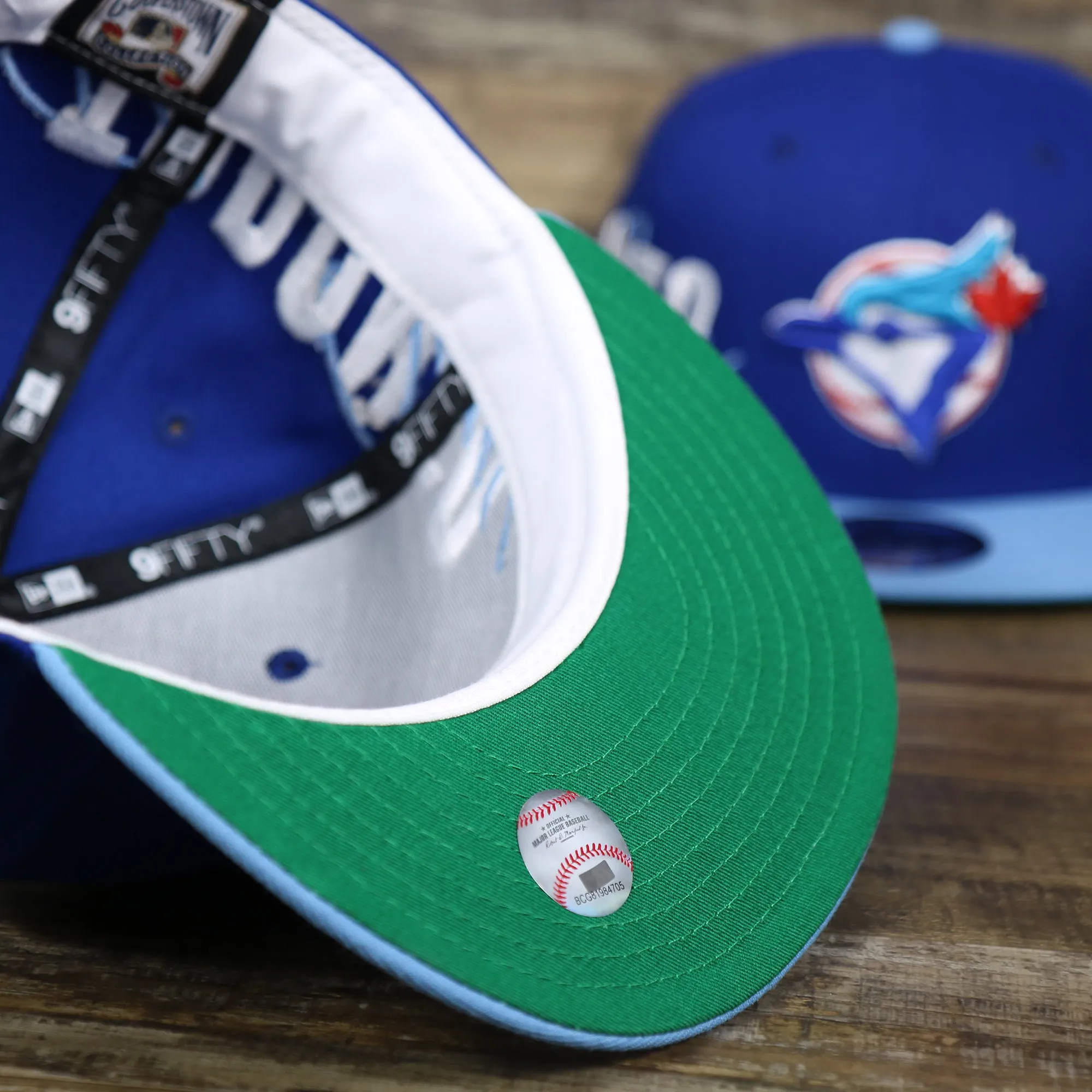 Cooperstown Toronto Blue Jays MLB Side Font Green Bottom 9Fifty Snapback Cap | Royal Blue Snap Cap