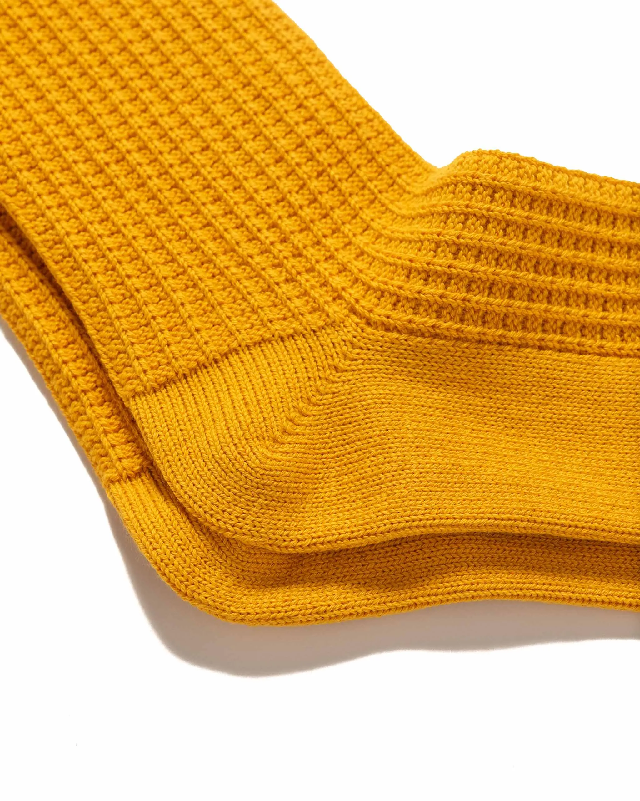 Cotton Waffle Crew Socks Mustard