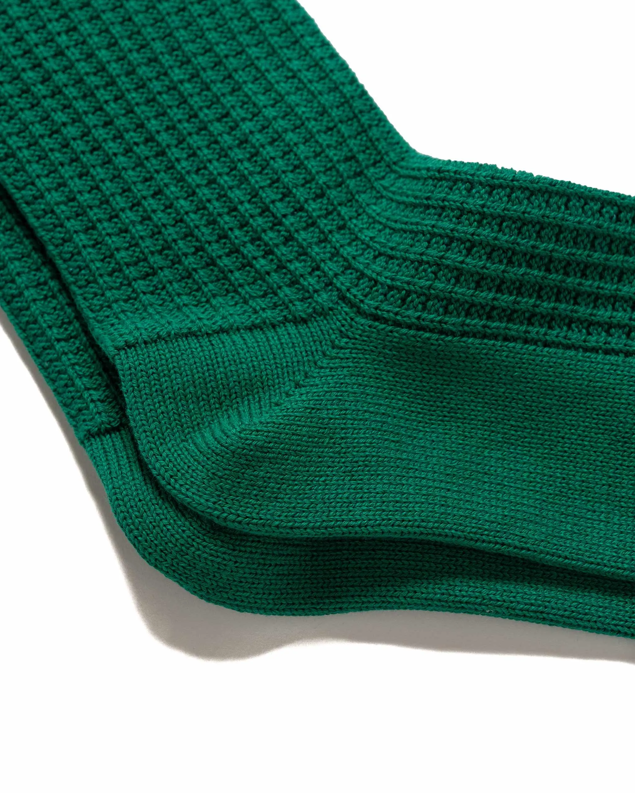 Cotton Waffle Crew Socks Sea Green