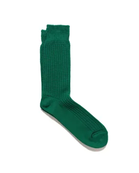 Cotton Waffle Crew Socks Sea Green