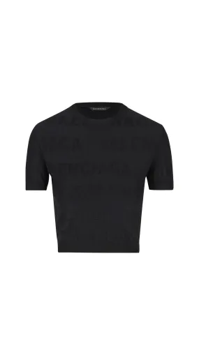 Cropped T-shirt With Logo - Black