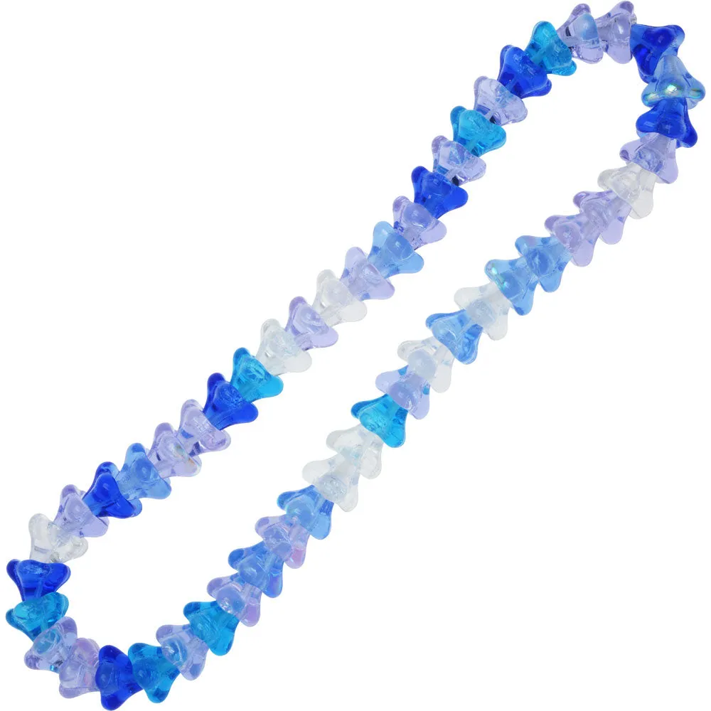 Czech Glass Beads, Flower 11x13mm, Carribean Blue Mix (50 Pieces)