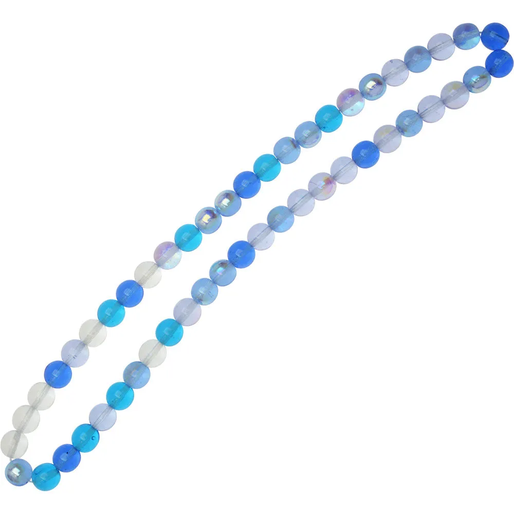 Czech Glass Druk Beads, Round 8mm, Carribean Blue Mix (50 Pieces)