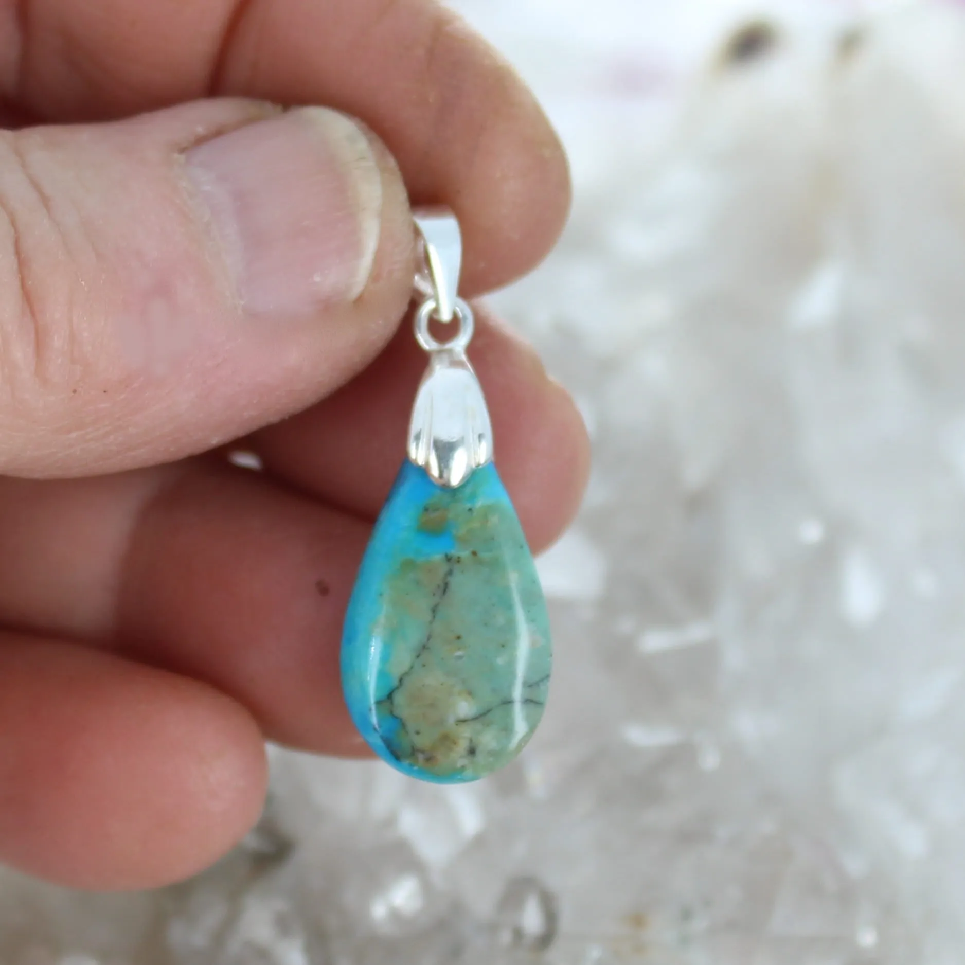 Deep Blue PERUVIAN OPAL Teardrop Necklace Pendant Sterling Bail