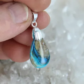 Deep Blue PERUVIAN OPAL Teardrop Necklace Pendant Sterling Bail