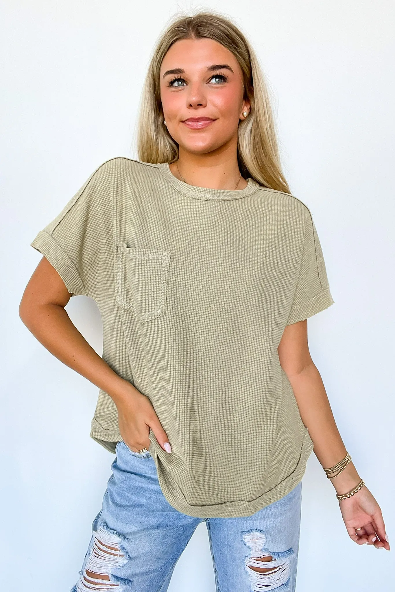 Desi Waffle Knit Pocket Top