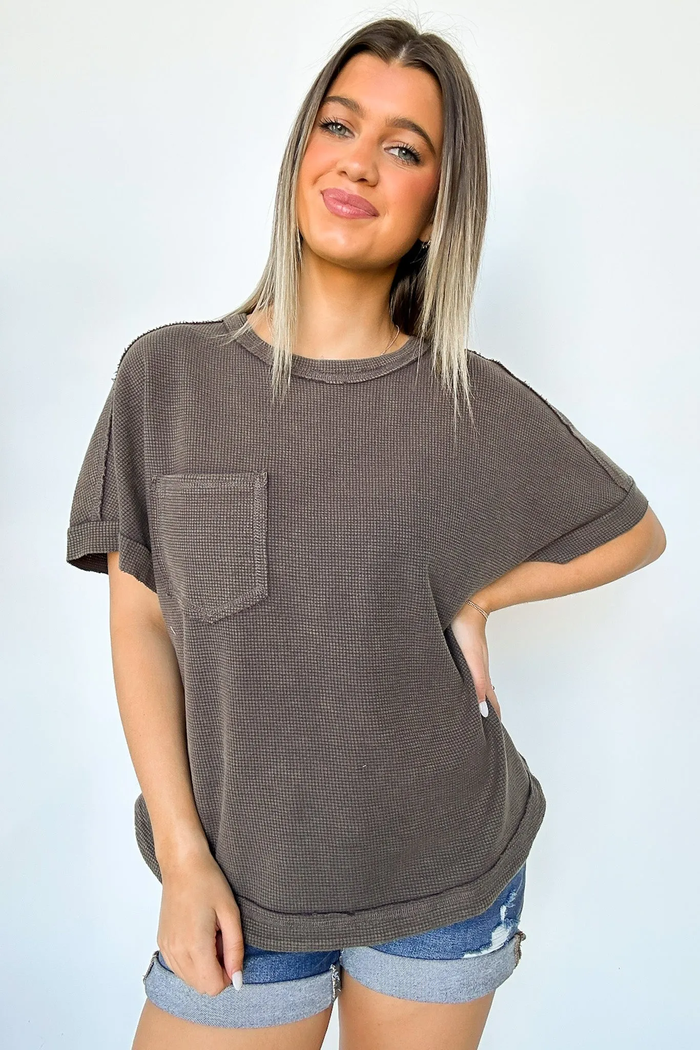 Desi Waffle Knit Pocket Top