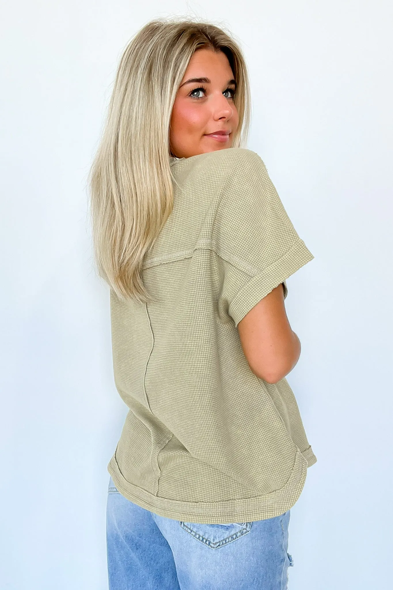 Desi Waffle Knit Pocket Top