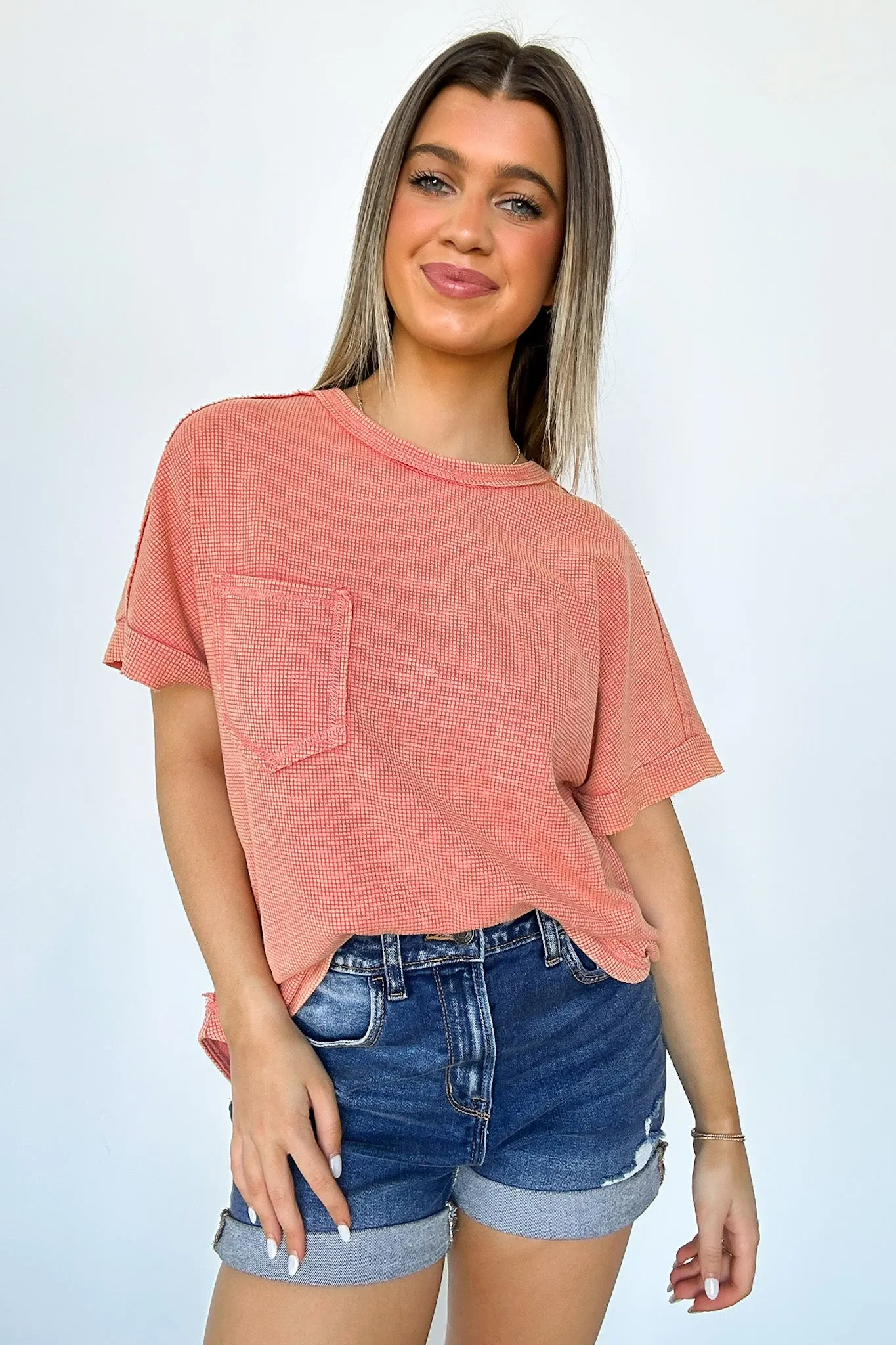 Desi Waffle Knit Pocket Top