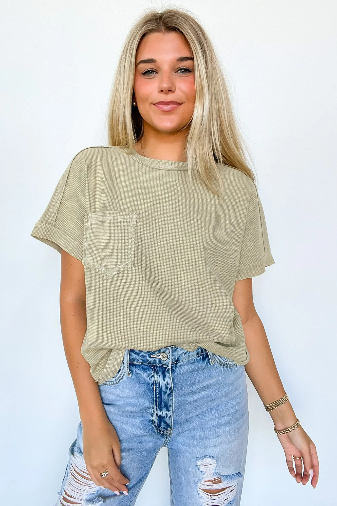 Desi Waffle Knit Pocket Top