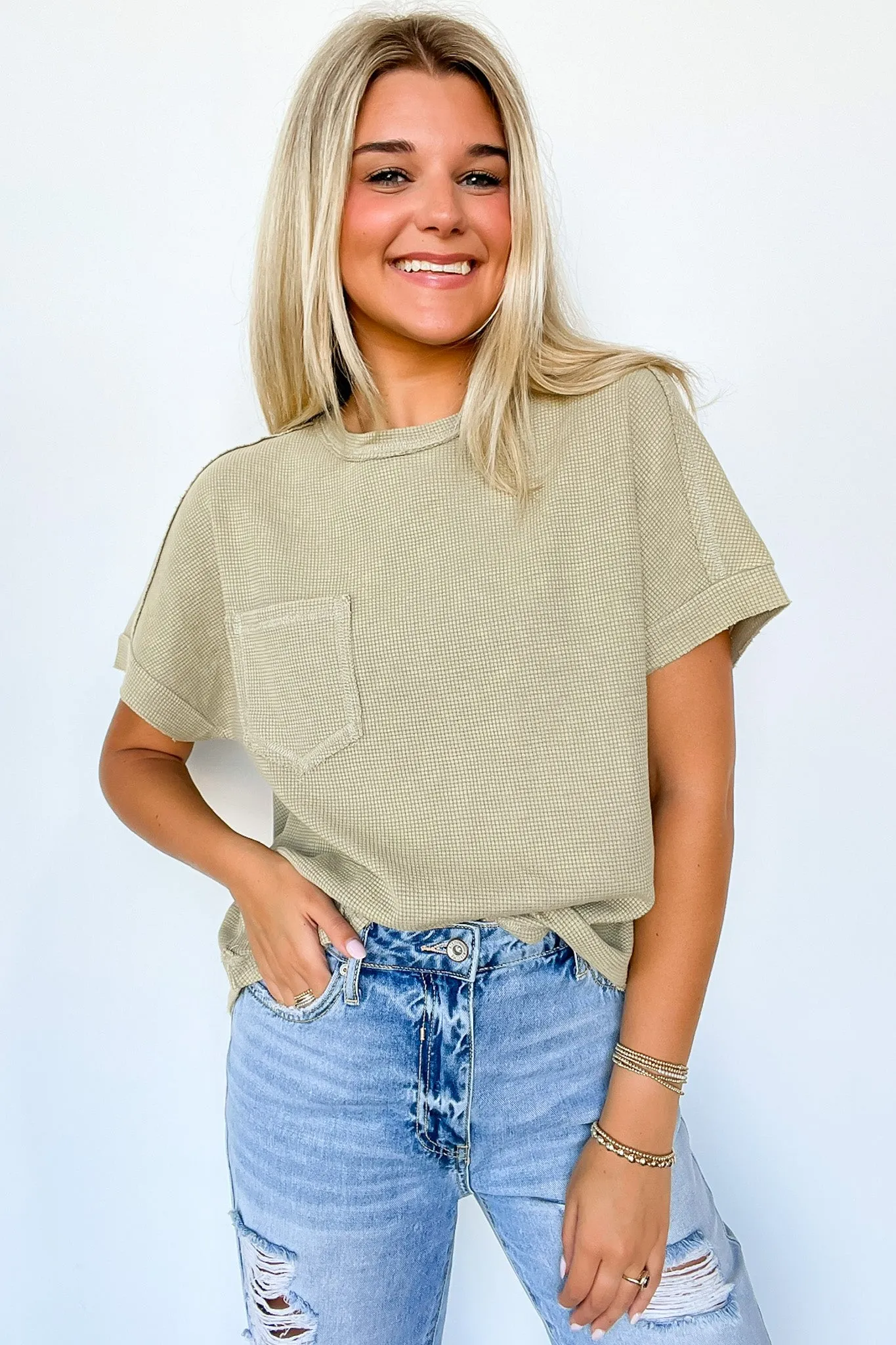 Desi Waffle Knit Pocket Top