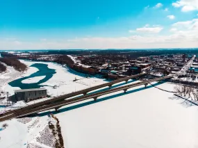 Drone Lawrence - 18x24 Framed Photograph - 'The Frozen Kaw'