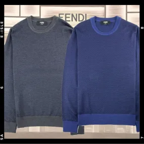 FENDI  |Crew Neck Wool Long Sleeves Logo Luxury Sweaters