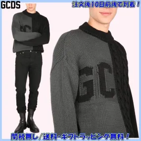 GCDS  |Crew Neck Wool Long Sleeves Plain Logo Sweaters