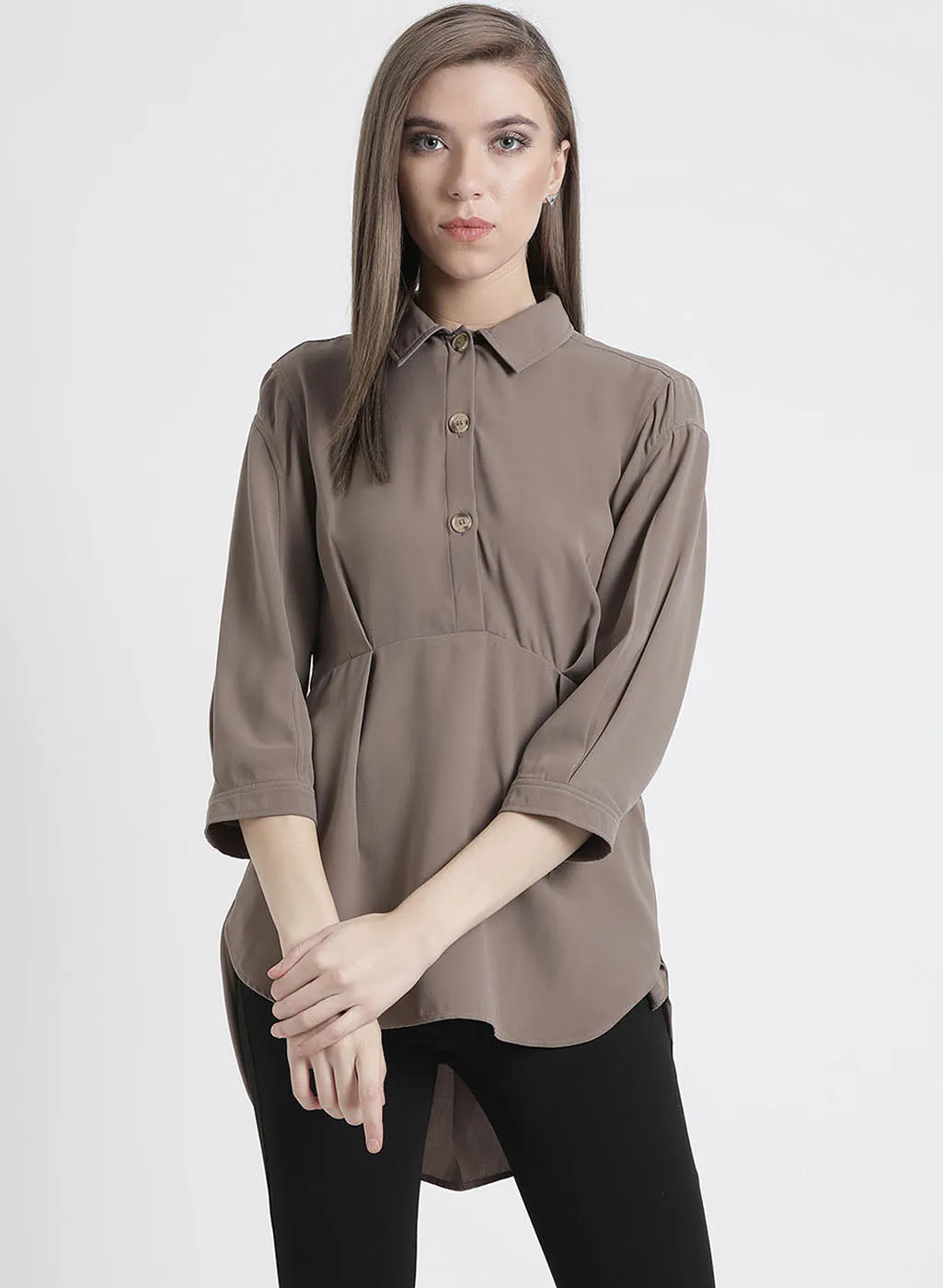 High-Low Solid Shirt