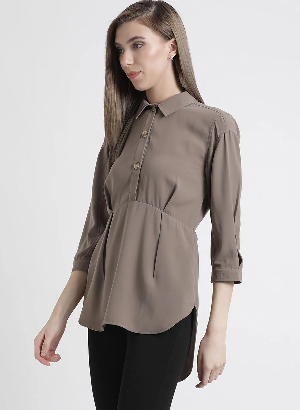 High-Low Solid Shirt