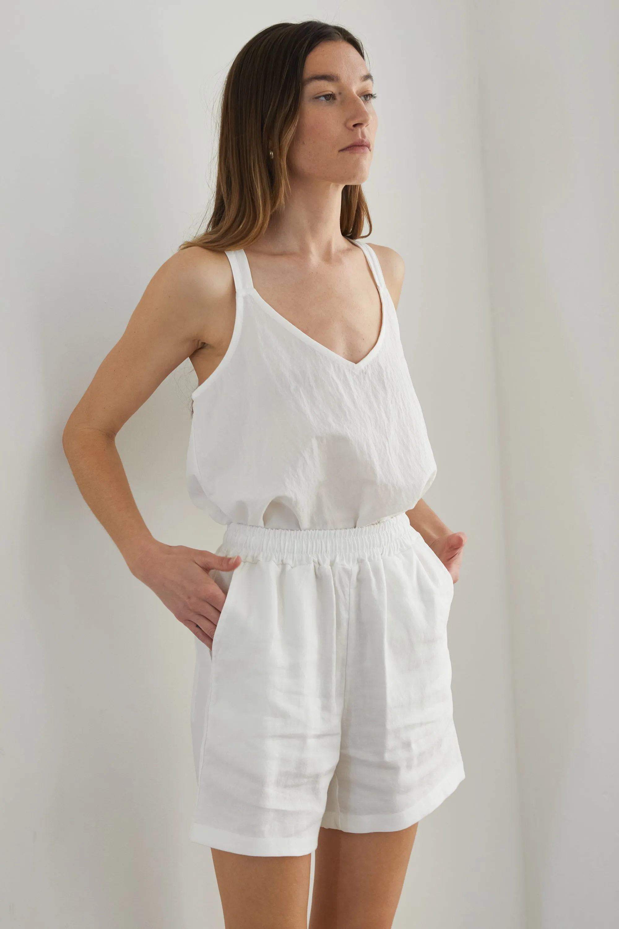 High Waisted Linen Shorts